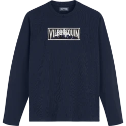 Vilebrequin Men Long Sleeves Cotton T-Shirt Embroidered Moutain Patch