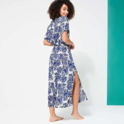 Women Maxi Dress Hidden Fishes - Vilebrequin X Poupette St Barth 13 Women Maxi Dress Hidden Fishes - Vilebrequin X Poupette St Barth -Outdoor Beach & Swimwear AMYU2X05 354 backworn 3920x3920 1