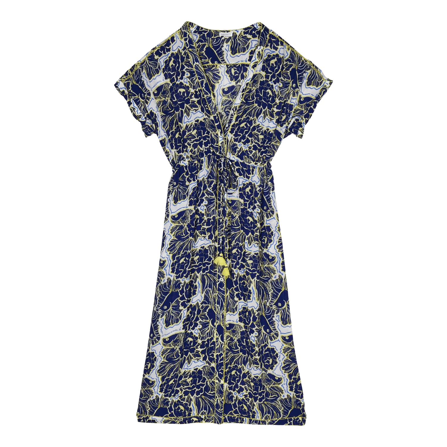 Women Maxi Dress Hidden Fishes - Vilebrequin X Poupette St Barth 3 Women Maxi Dress Hidden Fishes - Vilebrequin X Poupette St Barth