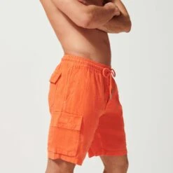 Vilebrequin Men Linen Bermuda Shorts Cargo Pockets -Outdoor Beach & Swimwear BAIE9U01 129 supp3 3920x3920 1