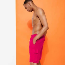 Vilebrequin Men Linen Bermuda Shorts Cargo Pockets -Outdoor Beach & Swimwear BAIE9U01 256 backworn 3920x3920 1