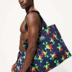 Tote Bag Tortues Rainbow Multicolor - Vilebrequin X Kenny Scharf -Outdoor Beach & Swimwear BLIH2154 390 backworn 3920x3920 1