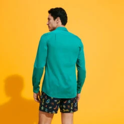 Vilebrequin Unisex Cotton Voile Lightweight Shirt Solid -Outdoor Beach & Swimwear CCAC3V00 467 backworn 3920x3920 1