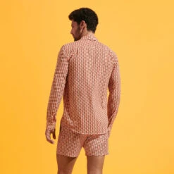 Vilebrequin Unisex Cotton Voile Lightweight Shirt Micro Mouettes -Outdoor Beach & Swimwear CCAH3V40 121 backworn 3920x3920 1