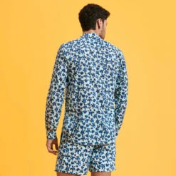 Vilebrequin Unisex Cotton Voile Lightweight Shirt Turtles Leopard -Outdoor Beach & Swimwear CCAU3V05 373 backworn 3920x3920 1