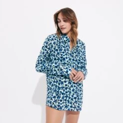 Vilebrequin Unisex Cotton Voile Lightweight Shirt Turtles Leopard -Outdoor Beach & Swimwear CCAU3V05 373 frontworn women 3064x3064 1