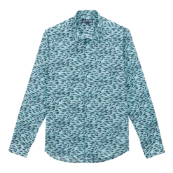 Vilebrequin Unisex Cotton Voile Lightweight Shirt Gulf Stream