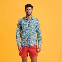 Vilebrequin Unisex Cotton Voile Lightweight Shirt Gulf Stream -Outdoor Beach & Swimwear CCAU3V30 373 frontworn 3920x3920 1