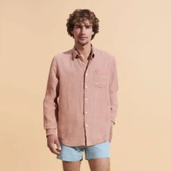 Vilebrequin Men Linen Shirt Solid 10 Vilebrequin Men Linen Shirt Solid -Outdoor Beach & Swimwear CRSH3U11 128 frontworn 3920x3920 1