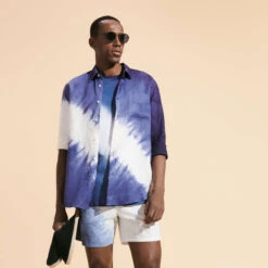 Vilebrequin Men Linen Shirt Tie & Dye -Outdoor Beach & Swimwear CRSH3U15 367 frontworn 3920x3920 1