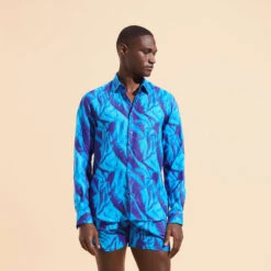 Vilebrequin Men Linen Shirt Les Draps Froissés -Outdoor Beach & Swimwear CRSH3U74 352 frontworn 3920x3920 1