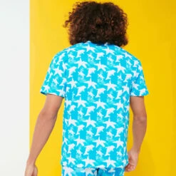Vilebrequin Men Cotton T-Shirt Clouds -Outdoor Beach & Swimwear EDTC3P06 398 backworn 3920x3920 1