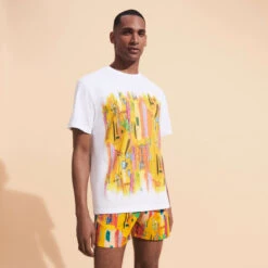 Vilebrequin Men Organic Cotton T-shirt Sunny Streets 10 Vilebrequin Men Organic Cotton T-shirt Sunny Streets -Outdoor Beach & Swimwear EDTH3P06 010 frontworn 3920x3920 1
