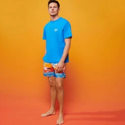 Men T-Shirt Gradient Embroidered Logo - Vilebrequin X The Beach Boys -Outdoor Beach & Swimwear EDTZ3P11 367 frontworn 3920x3920 1