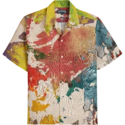 Men Bowling Shirt Linen Gra - Vilebrequin X John M Armleder