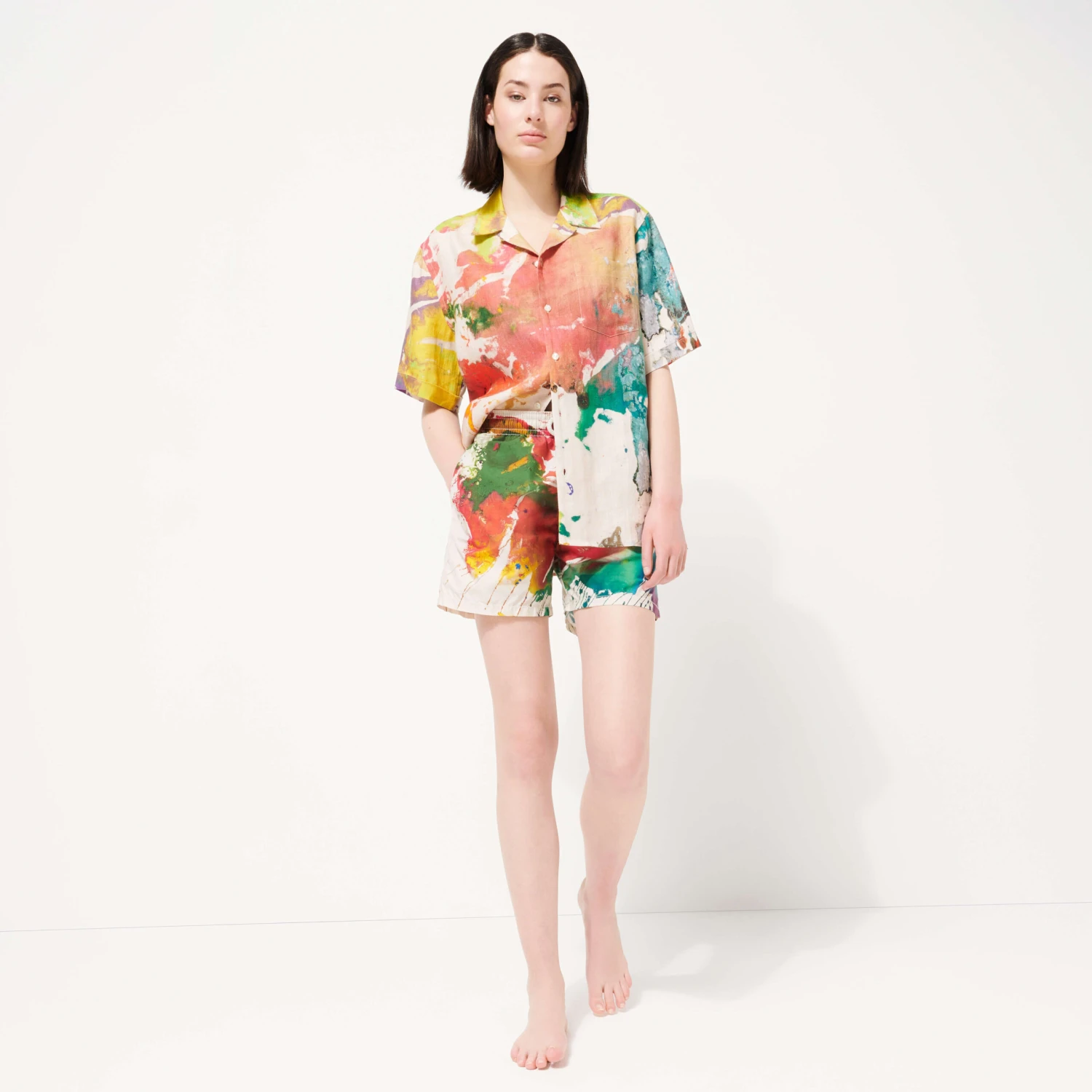 Men Bowling Shirt Linen Gra - Vilebrequin X John M Armleder 11 Men Bowling Shirt Linen Gra - Vilebrequin X John M Armleder - Image 9