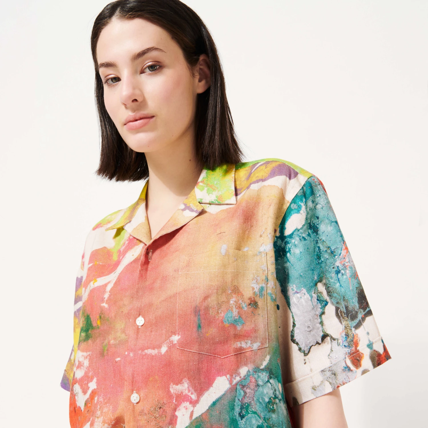 Men Bowling Shirt Linen Gra - Vilebrequin X John M Armleder 13 Men Bowling Shirt Linen Gra - Vilebrequin X John M Armleder - Image 11