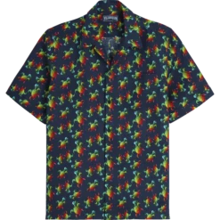 Men Bowling Shirt Linen Tortues Rainbow Multicolor - Vilebrequin X Kenny Scharf