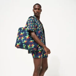 Men Bowling Shirt Linen Tortues Rainbow Multicolor - Vilebrequin X Kenny Scharf -Outdoor Beach & Swimwear ELYH2U54 390 supp3 3920x3920 1