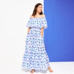 Vilebrequin Women Long Off The Shoulders Cotton Dress Flash Flowers -Outdoor Beach & Swimwear FDOC3V28 354 supp3 3920x3920 1