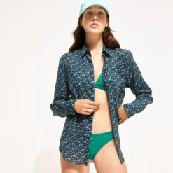 Vilebrequin Women Halter Bikini Top Plumes Jacquard -Outdoor Beach & Swimwear FLCH1G48 406 supp2 3920x3920 1