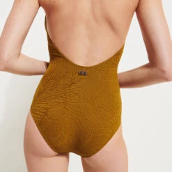 Vilebrequin Women Halter One-Piece Swimsuit Plumes Jacquard -Outdoor Beach & Swimwear FMSH1G48 512 supp1 3920x3920 1