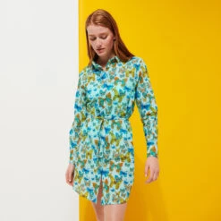 Vilebrequin Women Cotton Shirt Dress Butterflies 11 Vilebrequin Women Cotton Shirt Dress Butterflies -Outdoor Beach & Swimwear FNCC3V33 333 frontworn 3920x3920 1