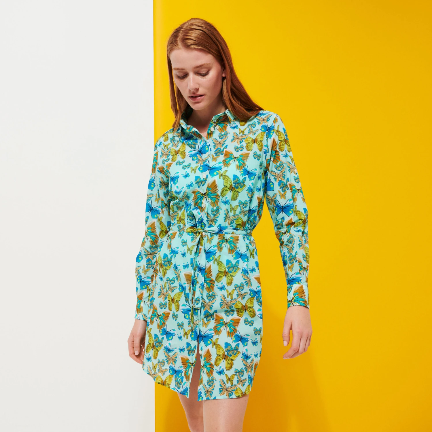 Vilebrequin Women Cotton Shirt Dress Butterflies 5 Vilebrequin Women Cotton Shirt Dress Butterflies - Image 3