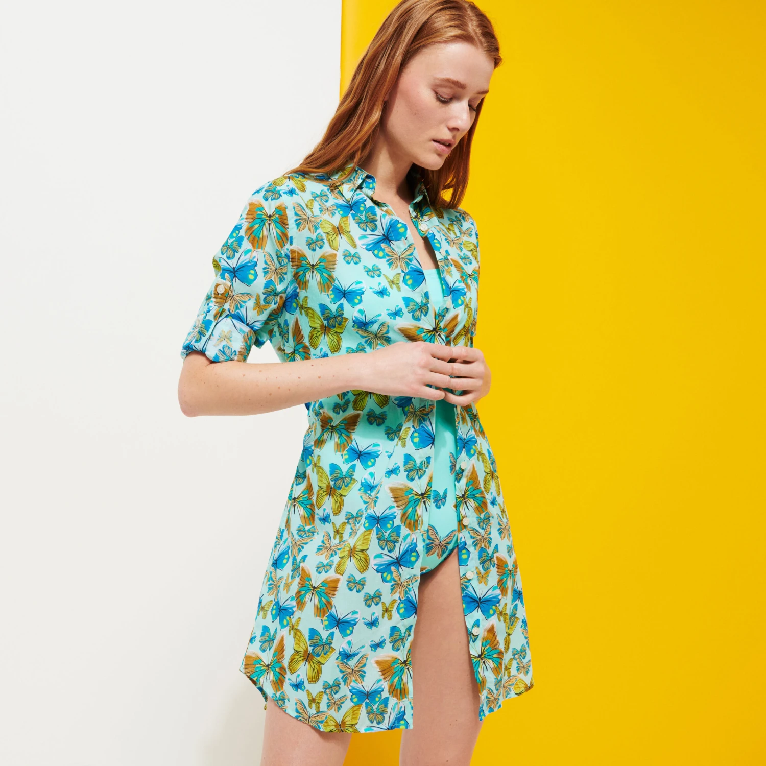 Vilebrequin Women Cotton Shirt Dress Butterflies 8 Vilebrequin Women Cotton Shirt Dress Butterflies - Image 6