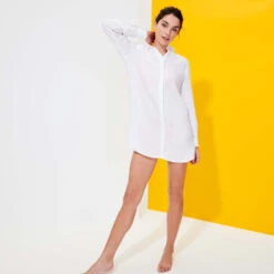 Vilebrequin Women Long Linen Shirt Solid -Outdoor Beach & Swimwear FRGP601P 010 supp2 3920x3920 1