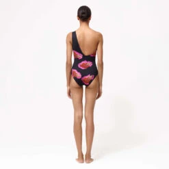 Women One-piece Asymmetric Swimsuit Passion - Vilebrequin X Deux Femmes Noires -Outdoor Beach & Swimwear FRJU3H89 990 backworn 3920x3920 1