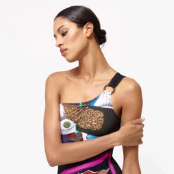 Women One-piece Asymmetric Swimsuit Passion - Vilebrequin X Deux Femmes Noires -Outdoor Beach & Swimwear FRJU3H89 990 supp1 3920x3920 1