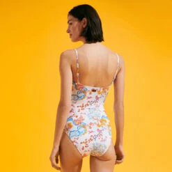Vilebrequin Women Bustier One-Piece Swimsuit Peaceful Trees -Outdoor Beach & Swimwear FTEH3H73 010 backworn 3920x3920 1