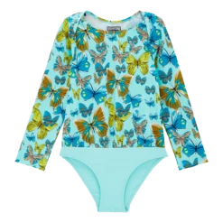 Vilebrequin Girls One-piece Zipped Rashguard Butterflies