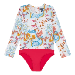 Vilebrequin Girls One-Piece Zipped Rashguard Peaceful Trees