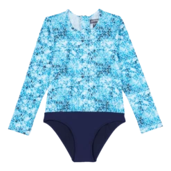 Vilebrequin Girls One-Piece Zipped Rashguard Flowers Tie & Dye