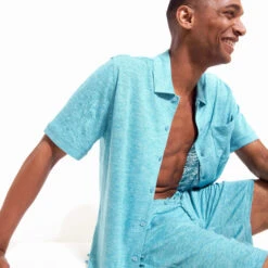 Vilebrequin Unisex Linen Bowling Shirt Solid 20 Vilebrequin Unisex Linen Bowling Shirt Solid -Outdoor Beach & Swimwear HARU2O00 374 supp3 3920x3920 1