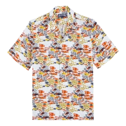 Vilebrequin Men Linen Bowling Shirt Fish Family