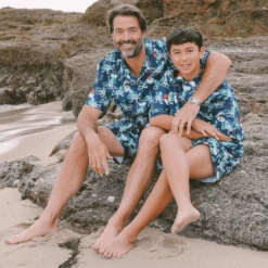 Men Printed Linen Bowling Shirt - Vilebrequin X Malbon -Outdoor Beach & Swimwear HARZ3U03 390 supp4 3920x3920 1