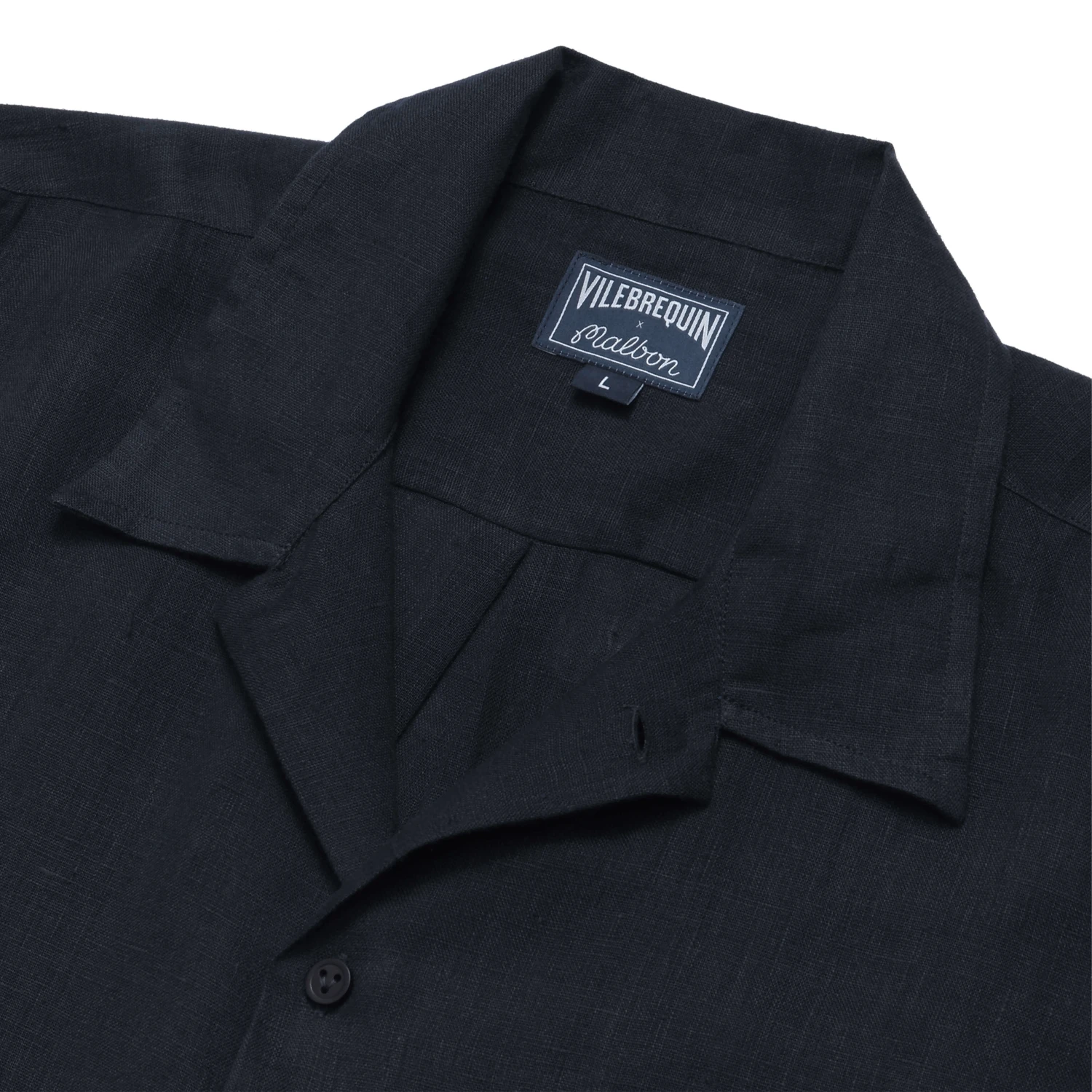 Men Linen Bowling Shirt In Solid Navy - Vilebrequin X Malbon 6 Men Linen Bowling Shirt In Solid Navy - Vilebrequin X Malbon - Image 4