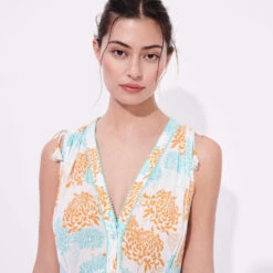 Women Maxi Dress Iridescent Flowers Of Joy- Vilebrequin X Poupette St Barth -Outdoor Beach & Swimwear IVYU2X17 219 supp1 3920x3920 1