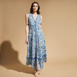 Women Maxi Dress Iris Lace- Vilebrequin X Poupette St Barth -Outdoor Beach & Swimwear IVYU3X21 301 frontworn 3920x3920 1