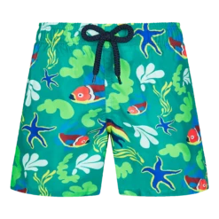 Vilebrequin Boys Swim Trunks Ultra-light And Packable Naive Fish