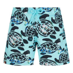 Vilebrequin Boys Stretch Swim Trunks Screen Turtles