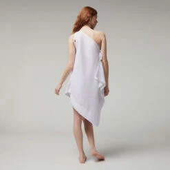 Women White Linen Scarf Dress- Vilebrequin X Angelo Tarlazzi -Outdoor Beach & Swimwear LEKH3U00 010 backworn 3920x3920 1
