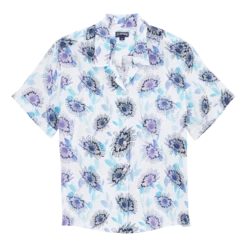 Vilebrequin Women Linen Short Sleeves Shirt Flash Flowers