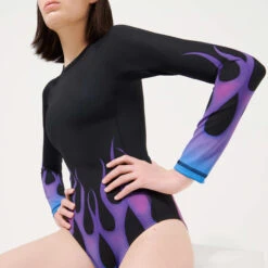 Women Rashguard Long-Sleeves One-piece Swimsuit Hot Rod 360° - Vilebrequin X Sylvie Fleury -Outdoor Beach & Swimwear LEXH2R56 990 supp3 3920x3920 1