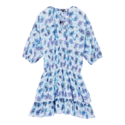 Vilebrequin Women Short Ruffles Cotton Dress Flash Flowers