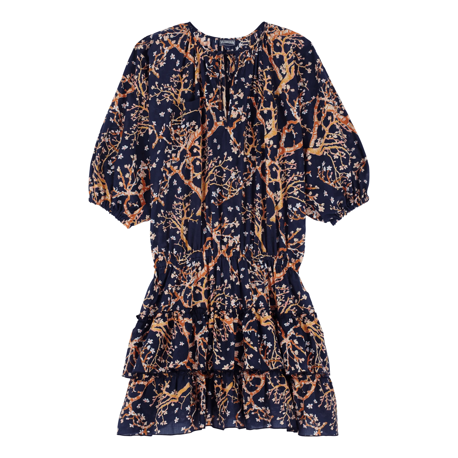 Vilebrequin Women Short Ruffles Cotton Dress Sweet Blossom 3 Vilebrequin Women Short Ruffles Cotton Dress Sweet Blossom