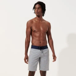 Men Woolen Swim Trunks Carreaux- Vilebrequin X The Woolmark Company -Outdoor Beach & Swimwear MAEH2L28 994 frontworn 3920x3920 1